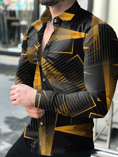 Madingi socialiniai vyriški marškiniai su apatine apykakle su sagutėmis marškinėliai, laisvalaikio tinkliniai raštai ilgomis rankovėmis, vyriški drabužiai, išleistuvių vakarėlio kardiganas