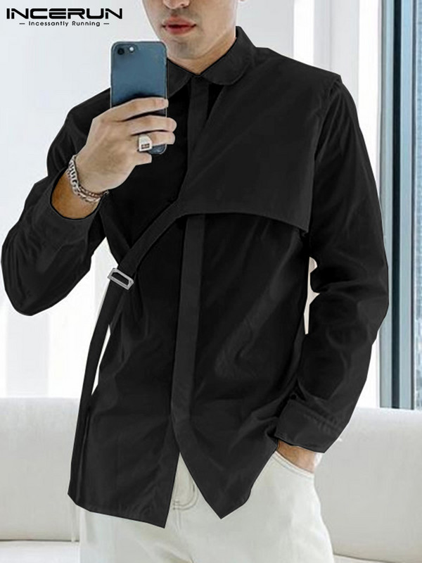 Moodne meeste särk Revääri pikkade varrukatega ühevärviline tänavariietus Korea vabaaja särgid, mehed, 2022 vaba aeg Camisas S-5XL INCERUN