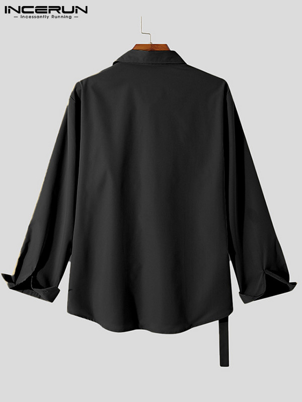 Moodne meeste särk Revääri pikkade varrukatega ühevärviline tänavariietus Korea vabaaja särgid, mehed, 2022 vaba aeg Camisas S-5XL INCERUN