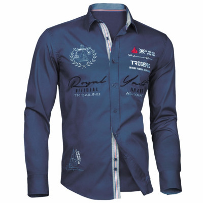 ZOGAA vyriški mados raidėmis marginti laisvalaikio marškiniai ilgomis rankovėmis