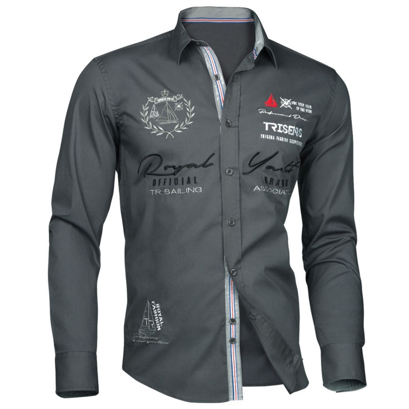 ZOGAA vyriški mados raidėmis marginti laisvalaikio marškiniai ilgomis rankovėmis