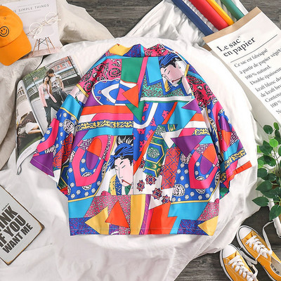 Prowow 2021. Proljeće Muškarci Široki kimono u stilu Hong Konga 3/4 rukava Tradicionalni muški kimono kardigan Muški Harajuku Streetwear Muški