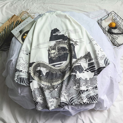 Prowow 2021. Proljeće Muškarci Široki kimono u stilu Hong Konga 3/4 rukava Tradicionalni muški kimono kardigan Muški Harajuku Streetwear Muški