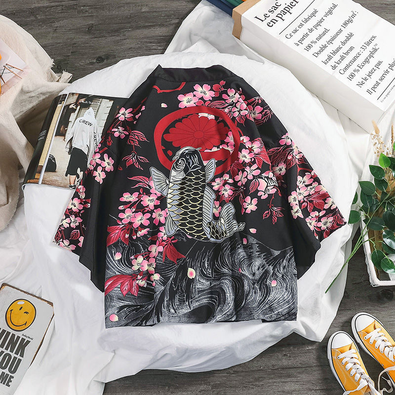 Prowow 2021 m. pavasario vyrų laisva Honkongo stiliaus kimono 3/4 rankovėmis, tradicinis vyriškas kimono megztinis, vyriškas Harajuku gatvės drabužis, vyriškas