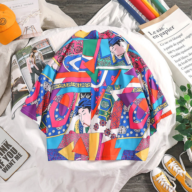 Prowow 2021 m. pavasario vyrų laisva Honkongo stiliaus kimono 3/4 rankovėmis, tradicinis vyriškas kimono megztinis, vyriškas Harajuku gatvės drabužis, vyriškas