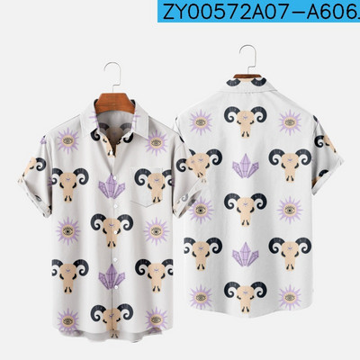 Meeste särk Y2k hombre Devil print lühikeste varrukatega särk Meeste tänava Hawaiian Beach Vintage särk Harajuku meeste särk