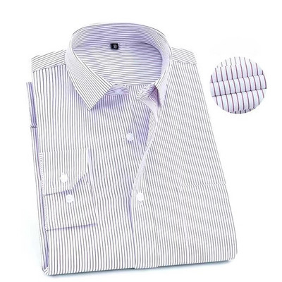 Didesnio dydžio 9XL 8XL 7XL Vyriški laisvalaikio verslo marškiniai ilgomis rankovėmis Klasikiniai dryžuoti vyriški socialiniai marškinėliai vakarėliui smokingo marškiniai purpuriniai mėlyni