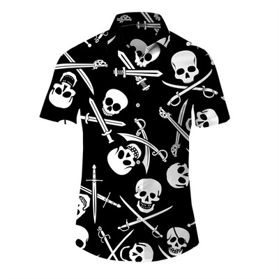 Suvine Hawaii pealuu särk meestele 3d prindiga 5xl rannasärk Lühikeste varrukatega nööbiga vabaaja meeste pealuu särgid Suure suurusega Camisa