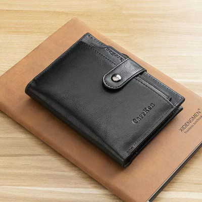 Eko bőrből készült stílusos férfi pénztárca érme zsebbel