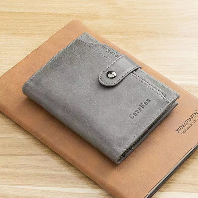 Eko bőrből készült stílusos férfi pénztárca érme zsebbel