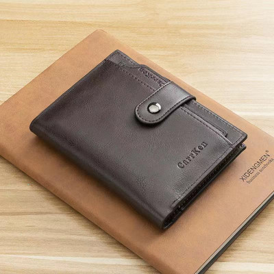 Eko bőrből készült stílusos férfi pénztárca érme zsebbel