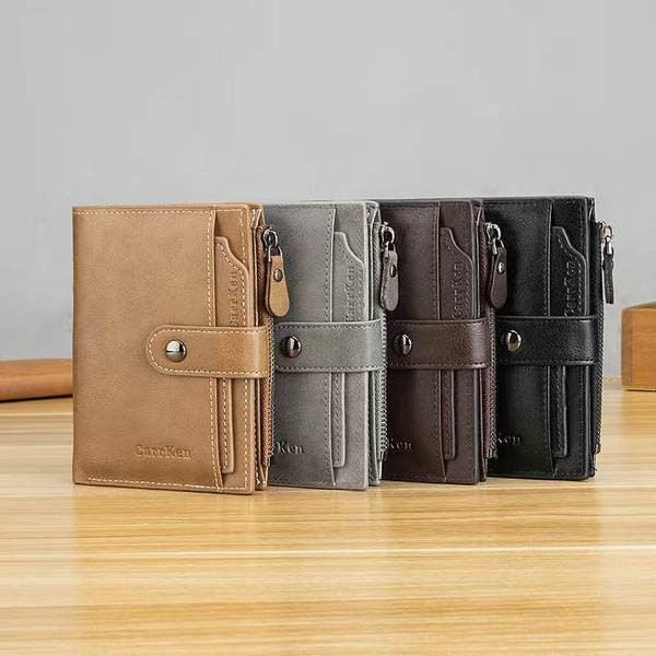 Eko bőrből készült stílusos férfi pénztárca érme zsebbel