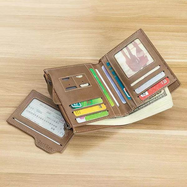 Eko bőrből készült stílusos férfi pénztárca érme zsebbel