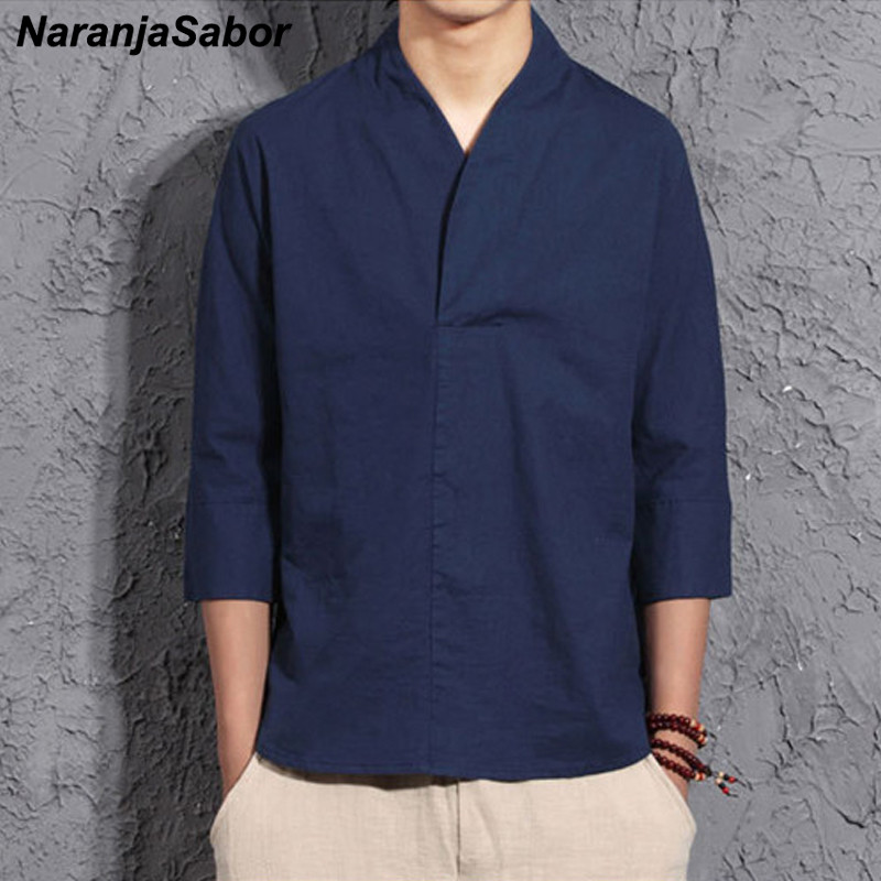 NaranjaSabor 2020 új nyári tavaszi divat férfi kimonó ingek bő, hétnegyedes ujjú ing férfi blúz márkájú ruházat N569