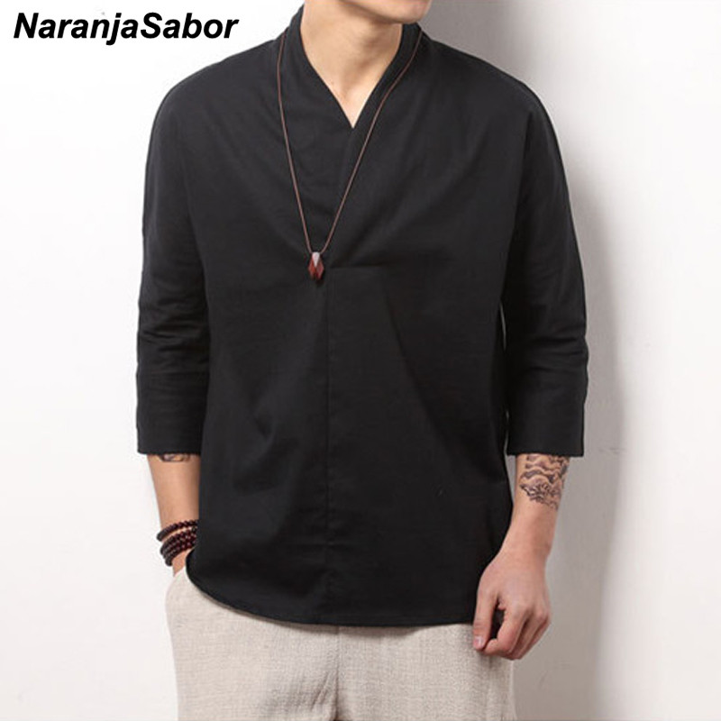 NaranjaSabor 2020 új nyári tavaszi divat férfi kimonó ingek bő, hétnegyedes ujjú ing férfi blúz márkájú ruházat N569