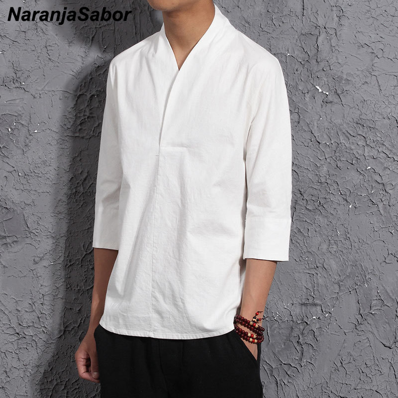 NaranjaSabor 2020 új nyári tavaszi divat férfi kimonó ingek bő, hétnegyedes ujjú ing férfi blúz márkájú ruházat N569