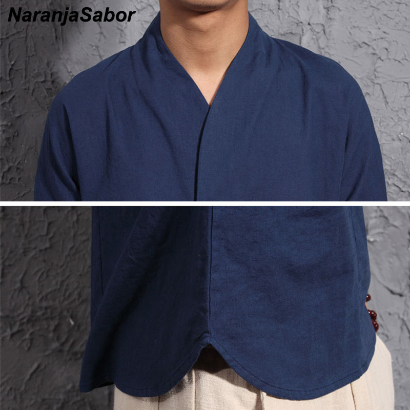 NaranjaSabor 2020 új nyári tavaszi divat férfi kimonó ingek bő, hétnegyedes ujjú ing férfi blúz márkájú ruházat N569