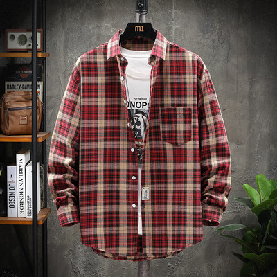 Ruuduline särk Meeste pikkade varrukatega särk vabaaja sotsiaalne õhuke särk meeste puuvillane meeste kleit-särk 4XL 5XL loetav