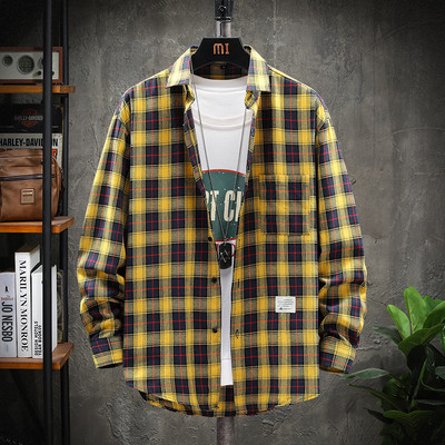 Ruuduline särk Meeste pikkade varrukatega särk vabaaja sotsiaalne õhuke särk meeste puuvillane meeste kleit-särk 4XL 5XL loetav