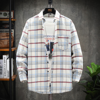 Ruuduline särk Meeste pikkade varrukatega särk vabaaja sotsiaalne õhuke särk meeste puuvillane meeste kleit-särk 4XL 5XL loetav