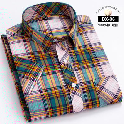 100% puuvillane meeste särk lühikeste varrukatega ruuduline suve jaoks lahedad ruudulised särgid, meeste äri vabaaja taskuga, suur suurus uus