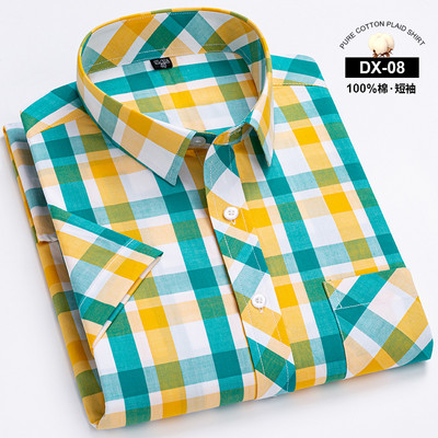 100% puuvillane meeste särk lühikeste varrukatega ruuduline suve jaoks lahedad ruudulised särgid, meeste äri vabaaja taskuga, suur suurus uus