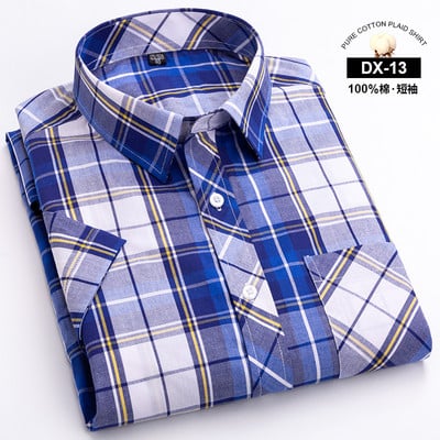 100% puuvillane meeste särk lühikeste varrukatega ruuduline suve jaoks lahedad ruudulised särgid, meeste äri vabaaja taskuga, suur suurus uus