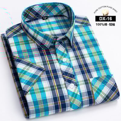 100% puuvillane meeste särk lühikeste varrukatega ruuduline suve jaoks lahedad ruudulised särgid, meeste äri vabaaja taskuga, suur suurus uus