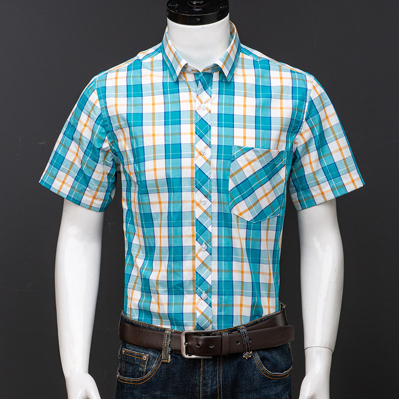 100% puuvillane meeste särk lühikeste varrukatega ruuduline suve jaoks lahedad ruudulised särgid, meeste äri vabaaja taskuga, suur suurus uus