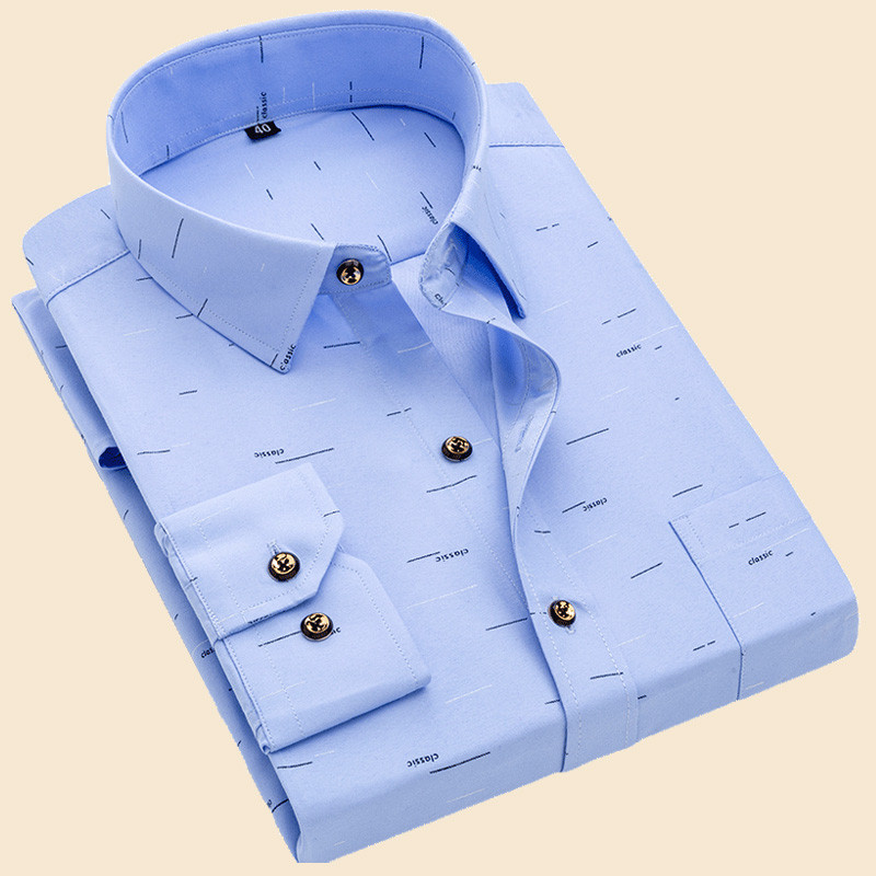 Uus moodne meeste trükitud lilleline pikkade varrukatega vabaaja särk Pehme õhuke kevadsuvi standardse sobivusega sotsiaalse äri kleit särk meestele