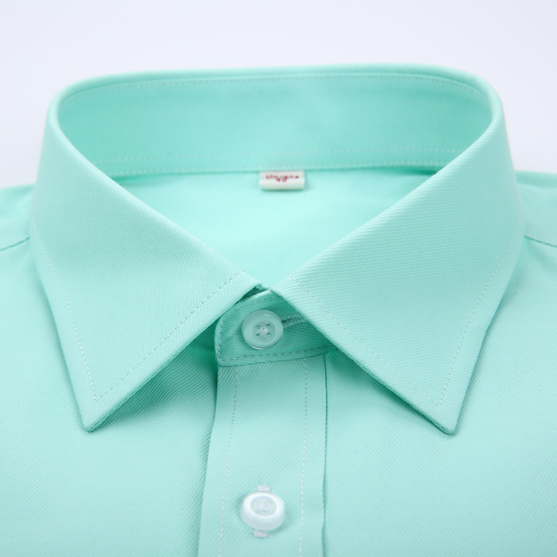 Nyári munkaing szögletes galléros rövid ujjú, plusz S-től 7xl-ig terjedő tömör twill csíkos formális férfi ingek nem fakulnak