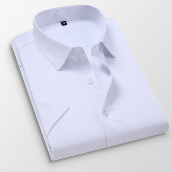 Καλοκαιρινό ανδρικό λεπτό μονόχρωμο κοντομάνικο πουκάμισο Business Casual λευκό ανδρικό πουκάμισο επώνυμα μεγάλο μέγεθος 5XL 6XL 7XL σε κλασικό στυλ