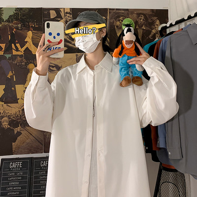 LAPPSTER Meeste Solid Vintage pikkade varrukatega Harajuku särgid 2022 Meeste Jaapani tänavarõivad põhjuslikud särgid Meeste nööbiga ülisuur särk