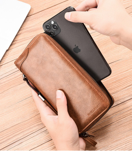 Кожен портфейл с отделения за монети и кредитни карти