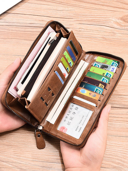 Кожен портфейл с отделения за монети и кредитни карти