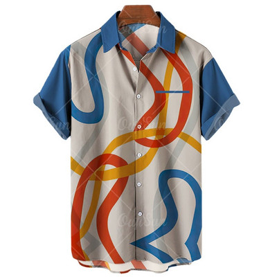Cămăși pentru bărbați hawaieni de vară 2022 Cămăși colorate cu dungi 3d imprimate pentru bărbați Tricou casual de plajă pentru bărbați Topuri de dimensiuni mari Camicias