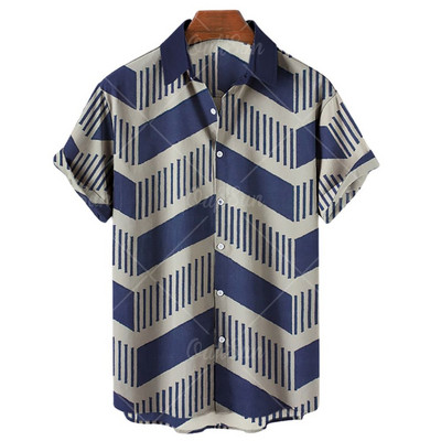 Cămăși pentru bărbați hawaieni de vară 2022 Cămăși colorate cu dungi 3d imprimate pentru bărbați Tricou casual de plajă pentru bărbați Topuri de dimensiuni mari Camicias