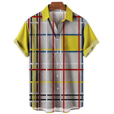 Cămăși pentru bărbați hawaieni de vară 2022 Cămăși colorate cu dungi 3d imprimate pentru bărbați Tricou casual de plajă pentru bărbați Topuri de dimensiuni mari Camicias