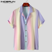 Ljetne muške havajske košulje s otvorenim ovratnikom i kratkim rukavima, ležerne Camisas Hombre Streetwear 2022. Modne majice s kravatom INCERUN S-5XL