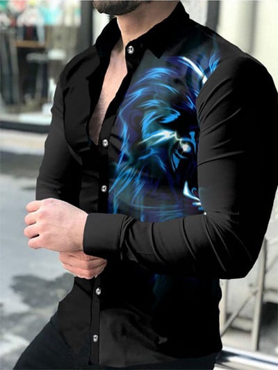 Luksuslikud meeste särgid Alla keeratava kraega nööpidega särk vabaaja disaineri triibuga pikkade varrukatega topid Meeste riided ballipidude kardigan