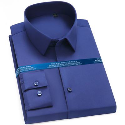 Klasszikus, rugalmas, selymes, nem vasalható férfi ing, zseb nélküli irodai hosszú ujjú, normál szabású, ráncmentes alkalmi ingek