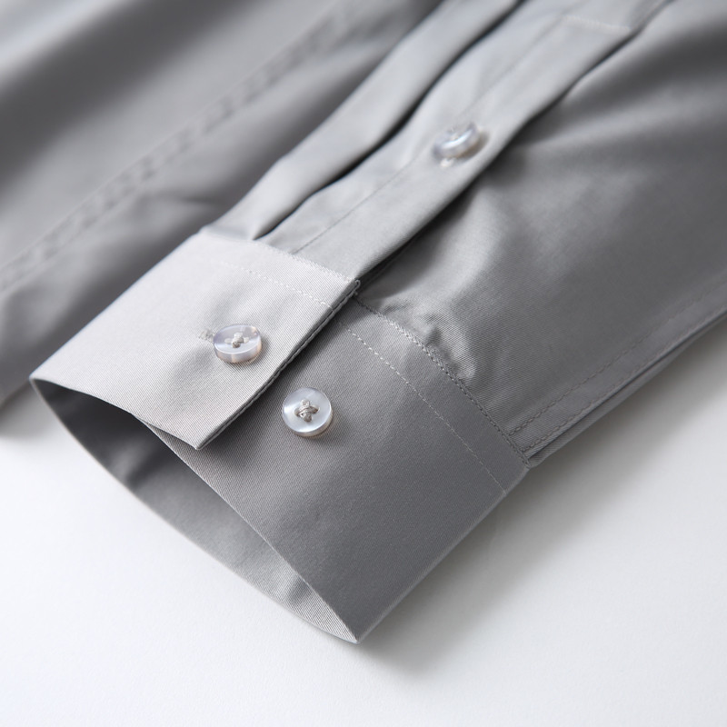 Klasszikus, rugalmas, selymes, nem vasalható férfi ing, zseb nélküli irodai hosszú ujjú, normál szabású, ráncmentes alkalmi ingek