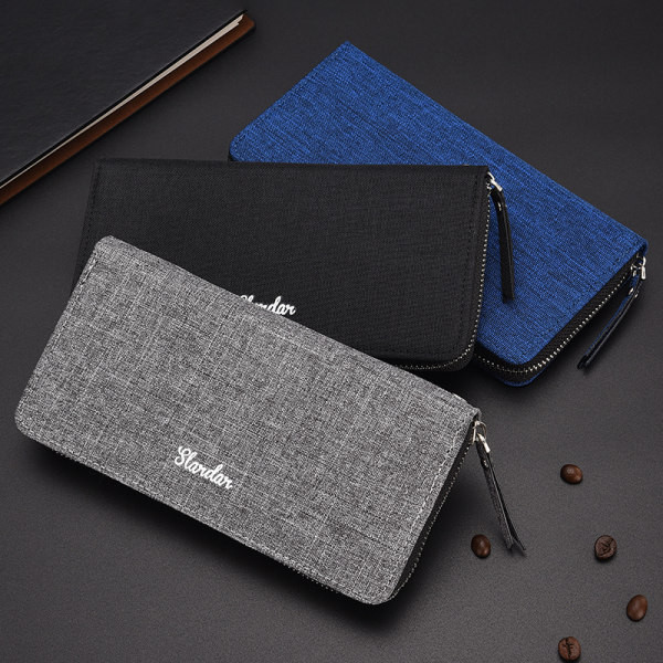 Vyriška tekstilinė piniginė su užtrauktuku ir rankena