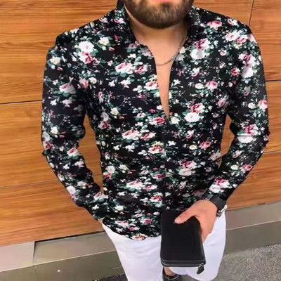Prabangūs „Royal Golden“ vyriški laisvalaikio marškinėliai ilgomis rankovėmis Vyriški „Paisley Print“ marškinėliai „Camisa Social Masculina Manga Longa“ vakarėlio marškinėliai