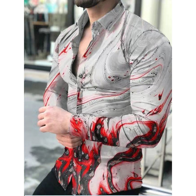 Prabangūs „Royal Golden“ vyriški laisvalaikio marškinėliai ilgomis rankovėmis Vyriški „Paisley Print“ marškinėliai „Camisa Social Masculina Manga Longa“ vakarėlio marškinėliai