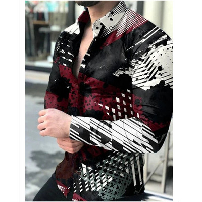 Prabangūs „Royal Golden“ vyriški laisvalaikio marškinėliai ilgomis rankovėmis Vyriški „Paisley Print“ marškinėliai „Camisa Social Masculina Manga Longa“ vakarėlio marškinėliai