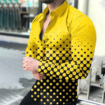 Prabangūs „Royal Golden“ vyriški laisvalaikio marškinėliai ilgomis rankovėmis Vyriški „Paisley Print“ marškinėliai „Camisa Social Masculina Manga Longa“ vakarėlio marškinėliai