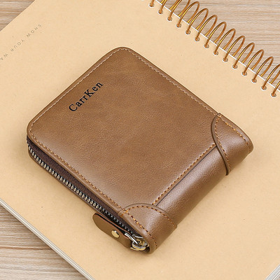 Retro férfi eko bőr pénztárca cipzárral