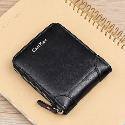 Retro férfi eko bőr pénztárca cipzárral