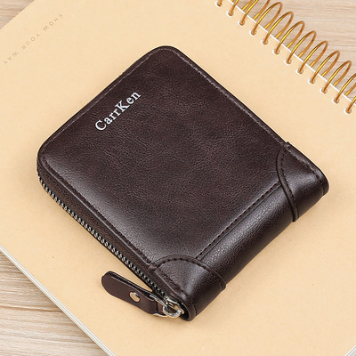 Retro férfi eko bőr pénztárca cipzárral